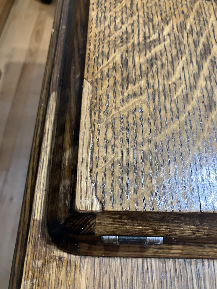 Cabinet top corner and edge